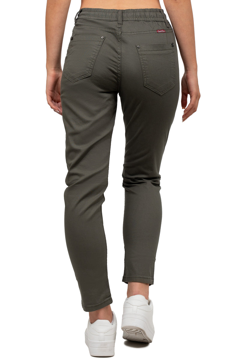 Damen Regular Fit Hose Mid Waist WD508 - Khaki
