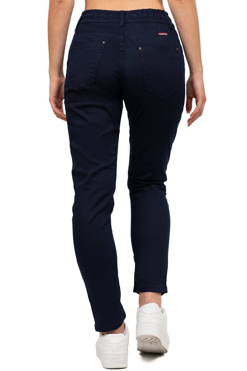 Damen Regular Fit Hose Mid Waist WD508 - Navy