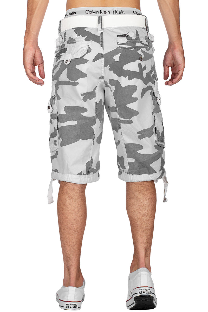 Herren Regular Fit Shorts Mid Waist panoramique camo - White