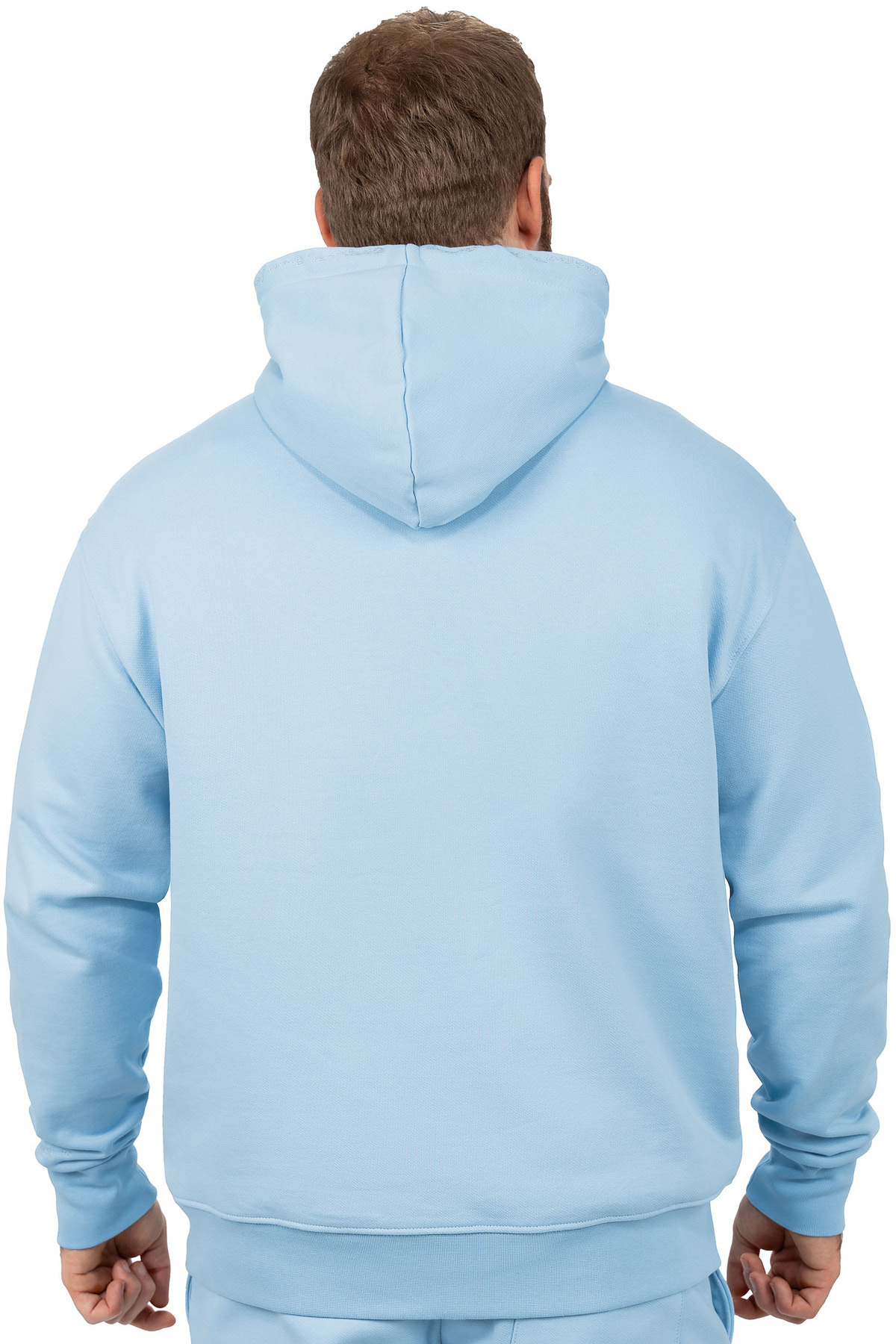 Herren Regular Fit Sport Hoodie Marken-Stick in Baby Blue – Reichstadt – Ansicht 2