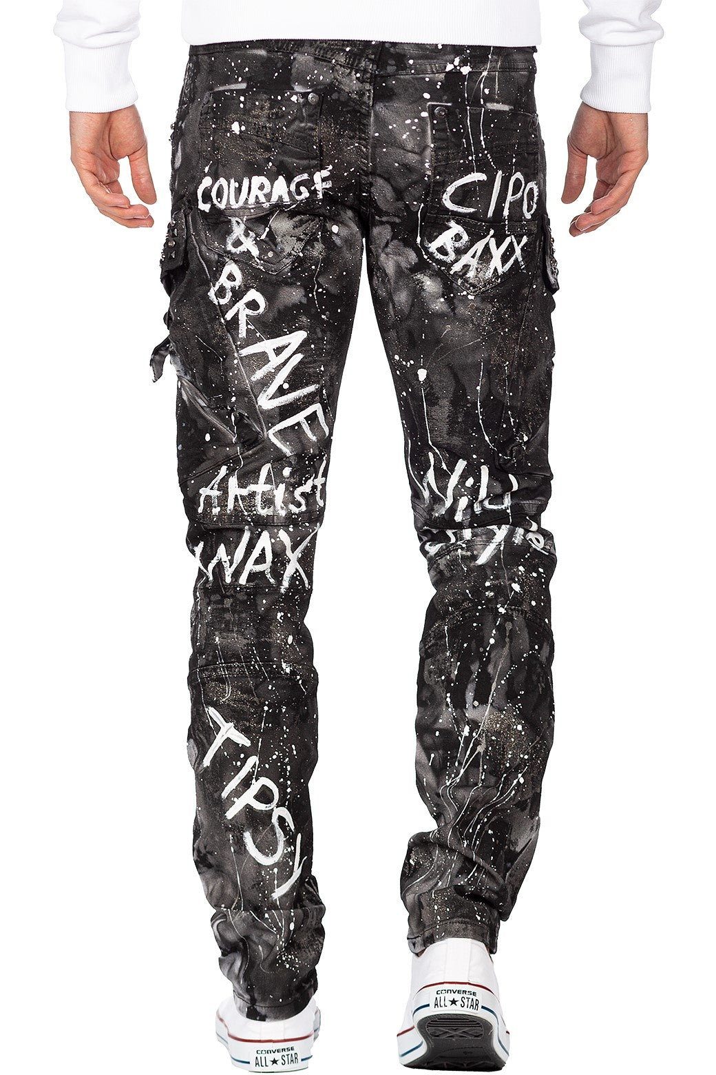 Herren Regular Fit Jeans Glitzer CD572 - Black