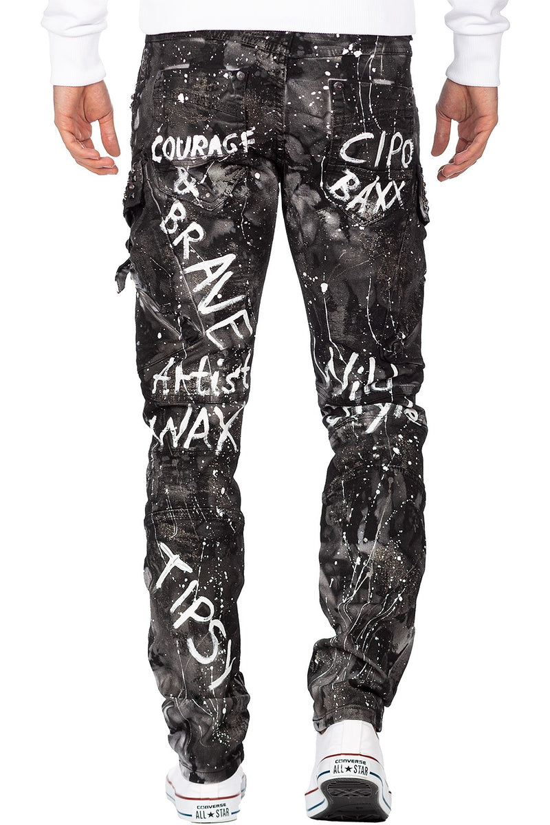 Herren Regular Fit Jeans Glitzer CD572 - Black