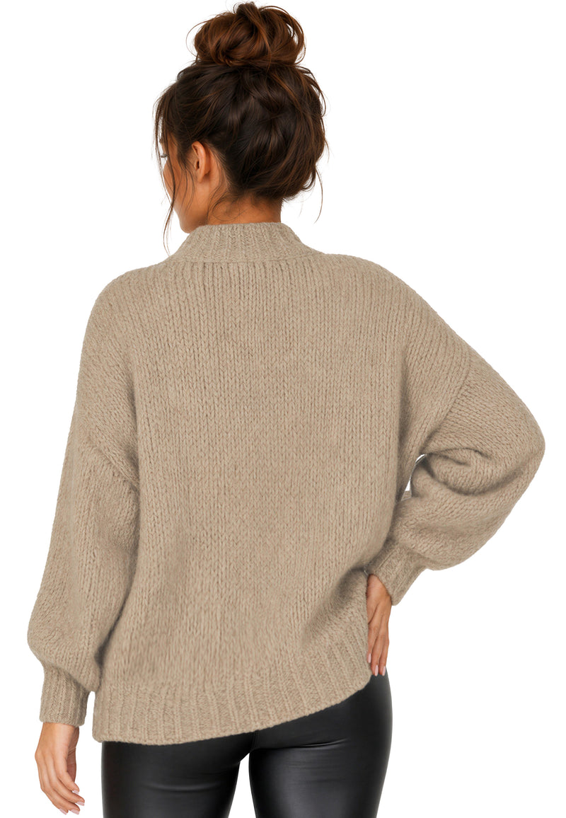 Damen Relaxed Fit Strickjacke 25RSW094 - Dark Beige