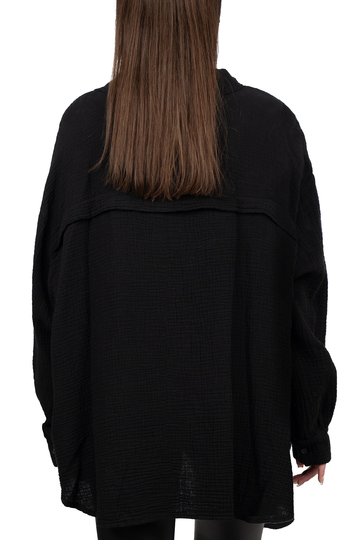 Damen Relaxed Fit Bluse Musselin 25RSW080 - Black