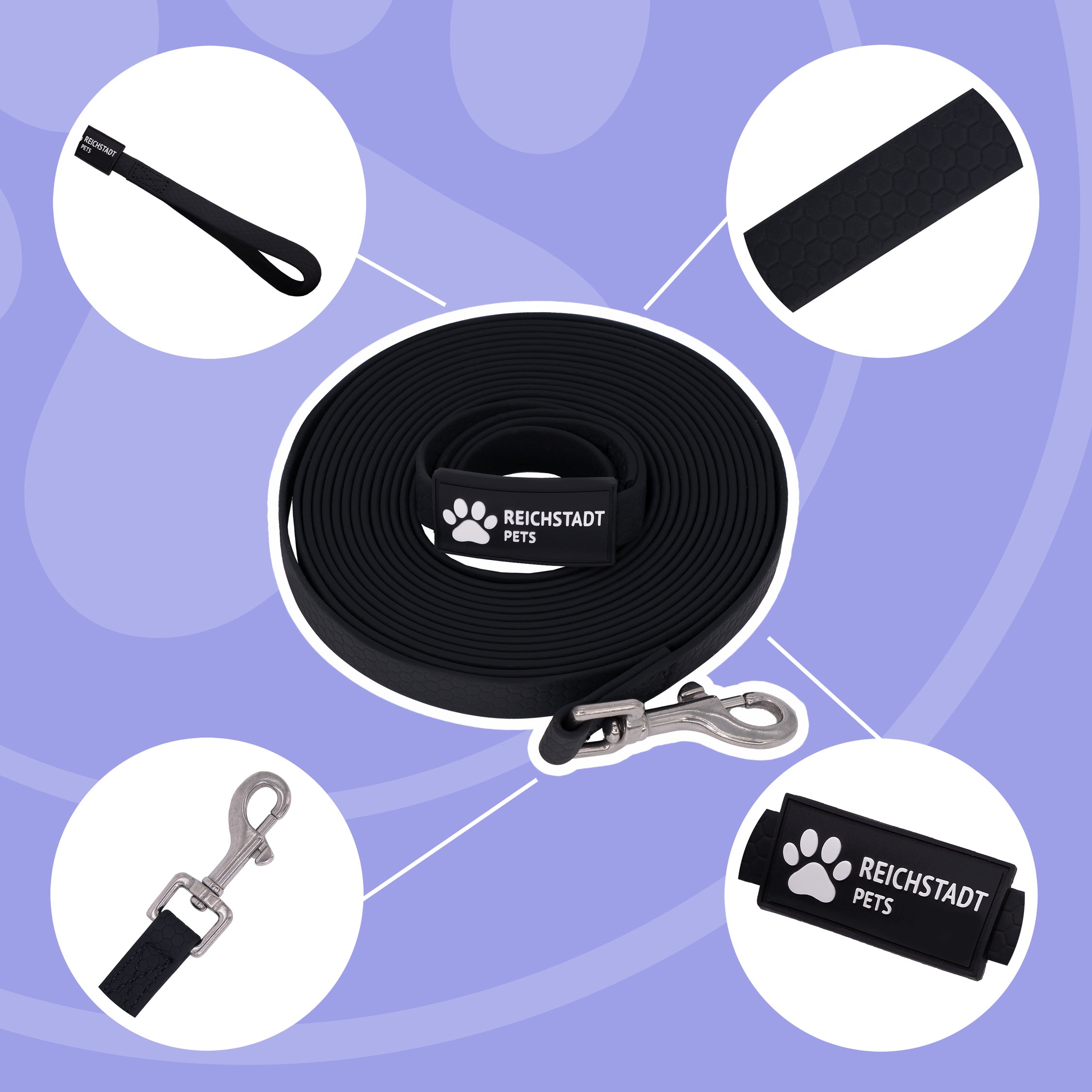 RS Pets Hundeleine Texturierte PVC 25RSP085 - Black