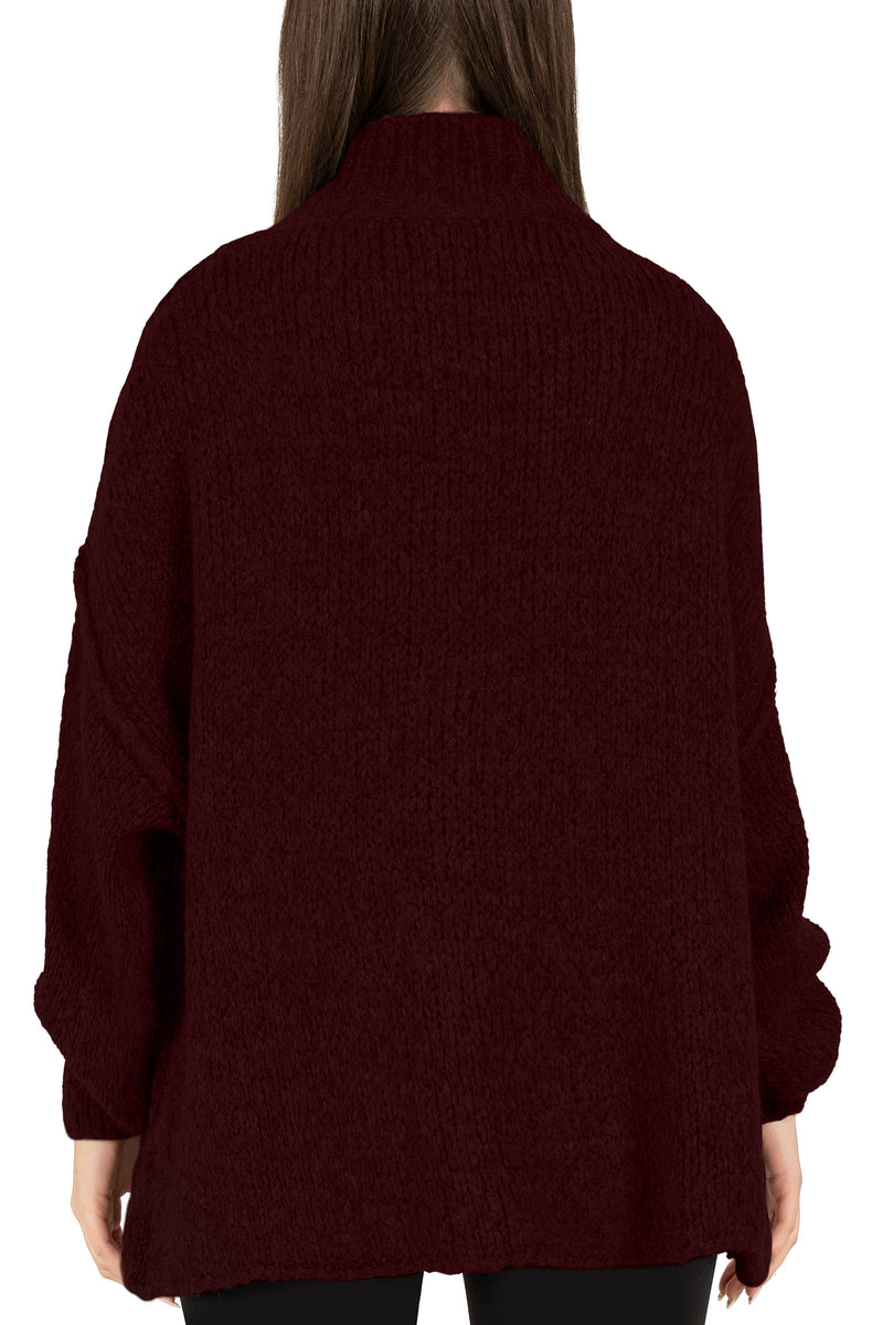 Damen Relaxed Fit Strickpullover 25RSW095 - Bordeaux