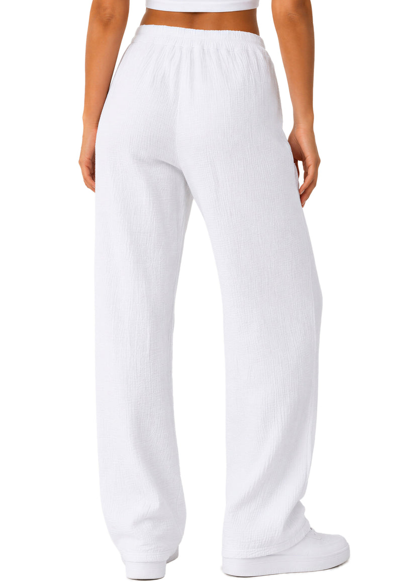 Damen Oversized Hose Musselin 25RSW082 - White
