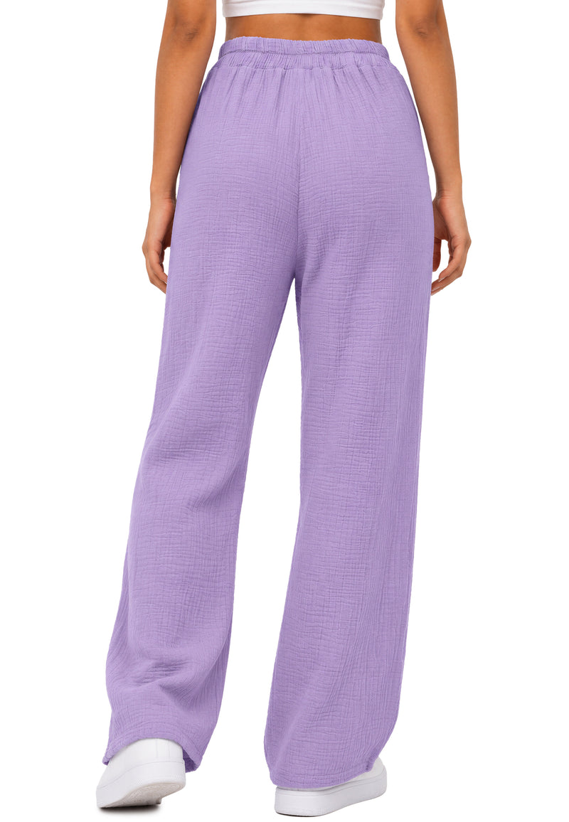 Damen Oversized Hose Musselin 25RSW082 - Purple