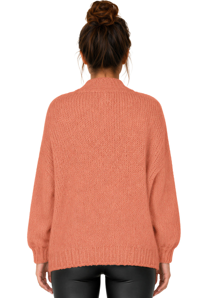 Damen Relaxed Fit Strickjacke 25RSW094 - Orange
