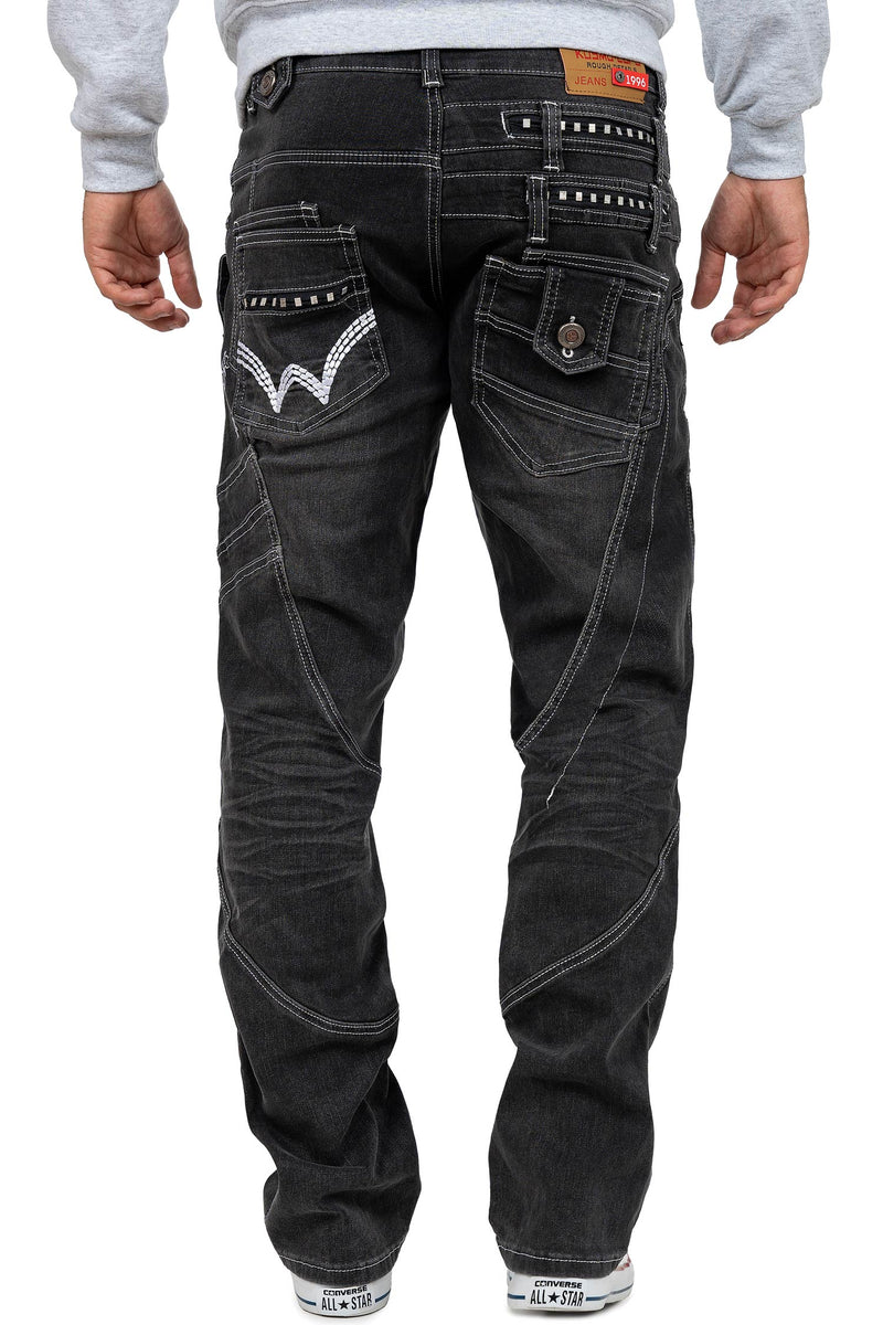 Herren Regular Fit Jeans Stonewashed KM001-2 - Grey