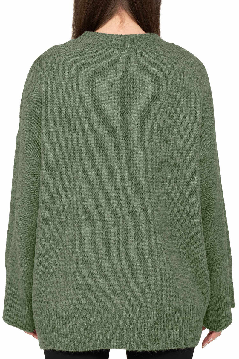 Damen Oversized Strickpullover 25RSW087 - Green