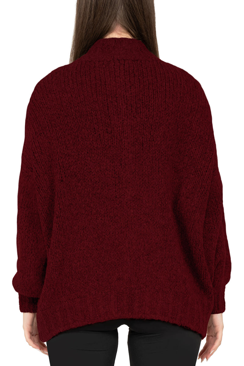 Damen Relaxed Fit Strickjacke 25RSW094 - Bordeaux
