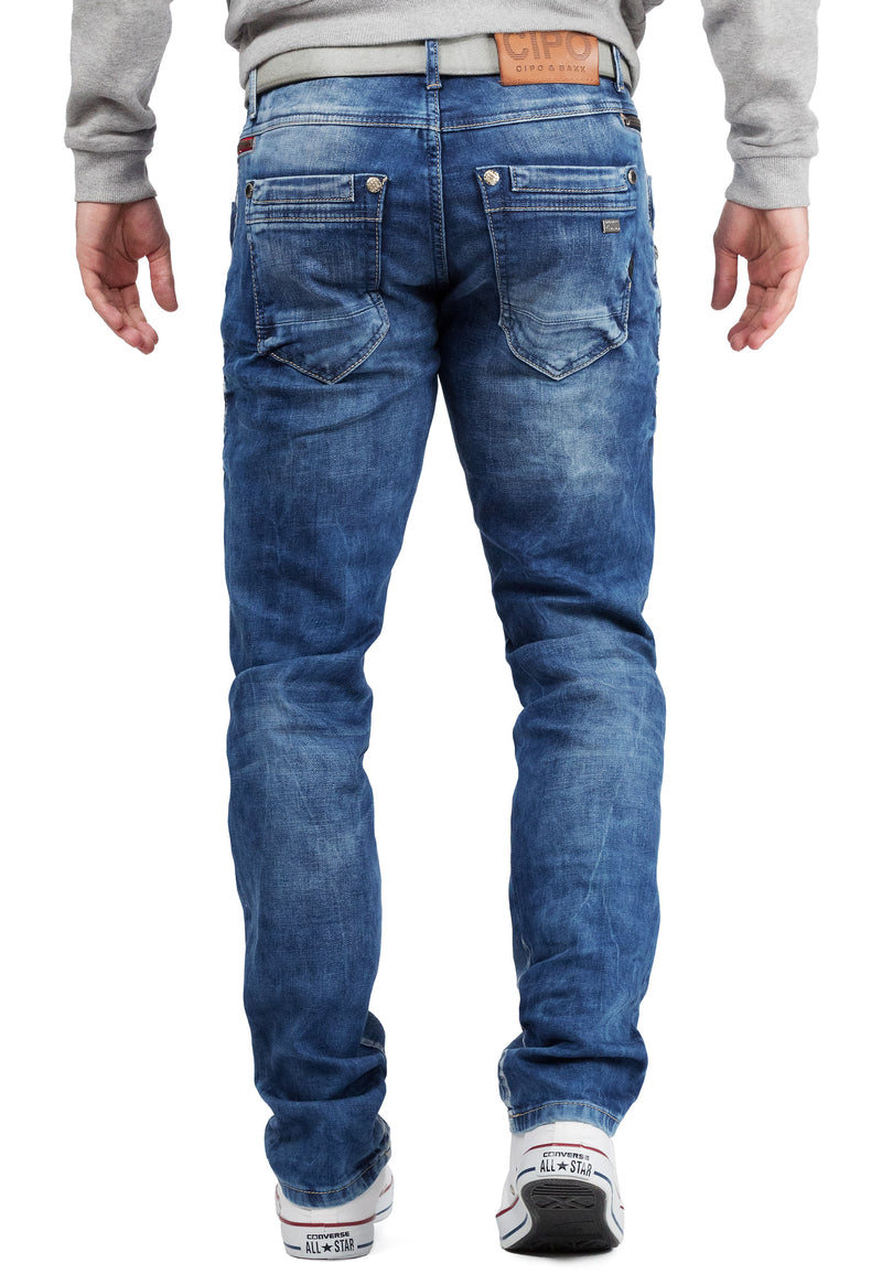 Herren Slim Fit Jeans Stonewashed CD394 - Blue