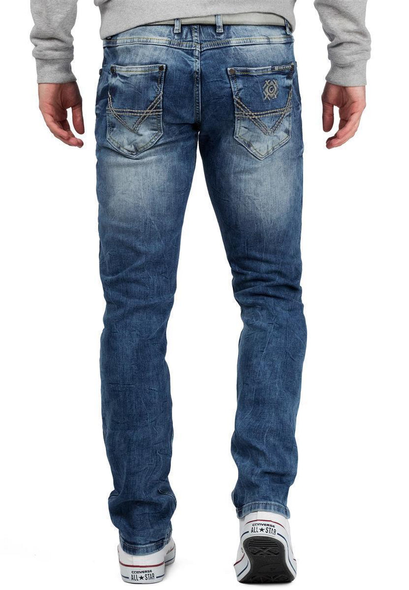 Herren Slim Fit Jeans Stonewashed CD533 - Dark Blue