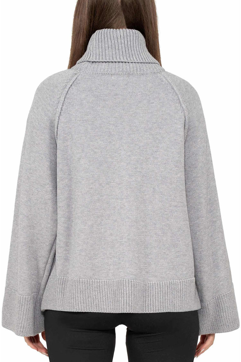 Damen Relaxed Fit Rollkragenpullover 25RSW097 - Grey