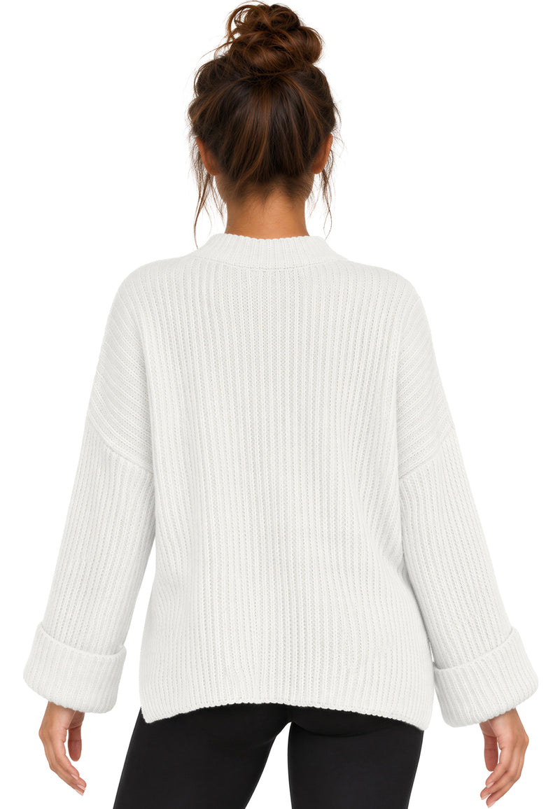 Damen Relaxed Fit Strickpullover 25RSW093 - White