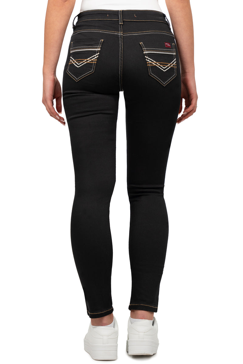 Damen Slim Fit Jeans Stonewashed WD256 - Black