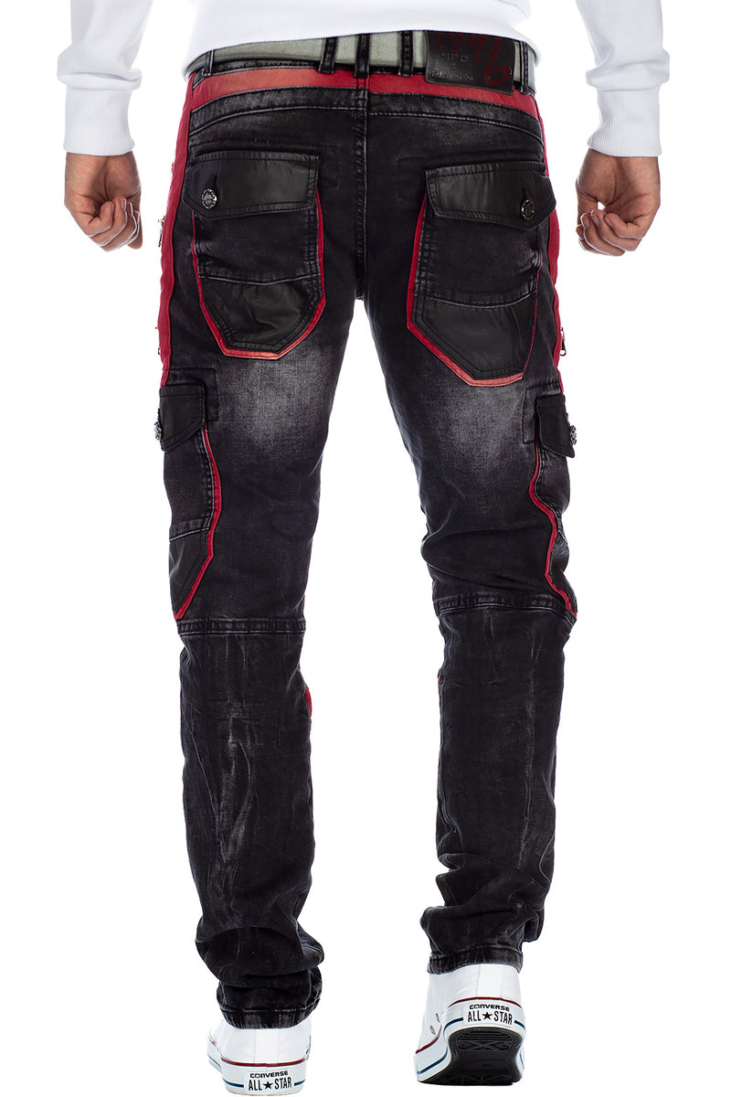 Herren Straight Fit Jeans Stonewashed CD561 - Black