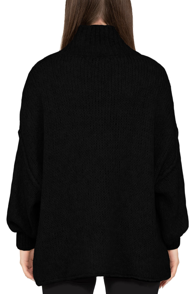 Damen Relaxed Fit Strickpullover 25RSW092 - Black