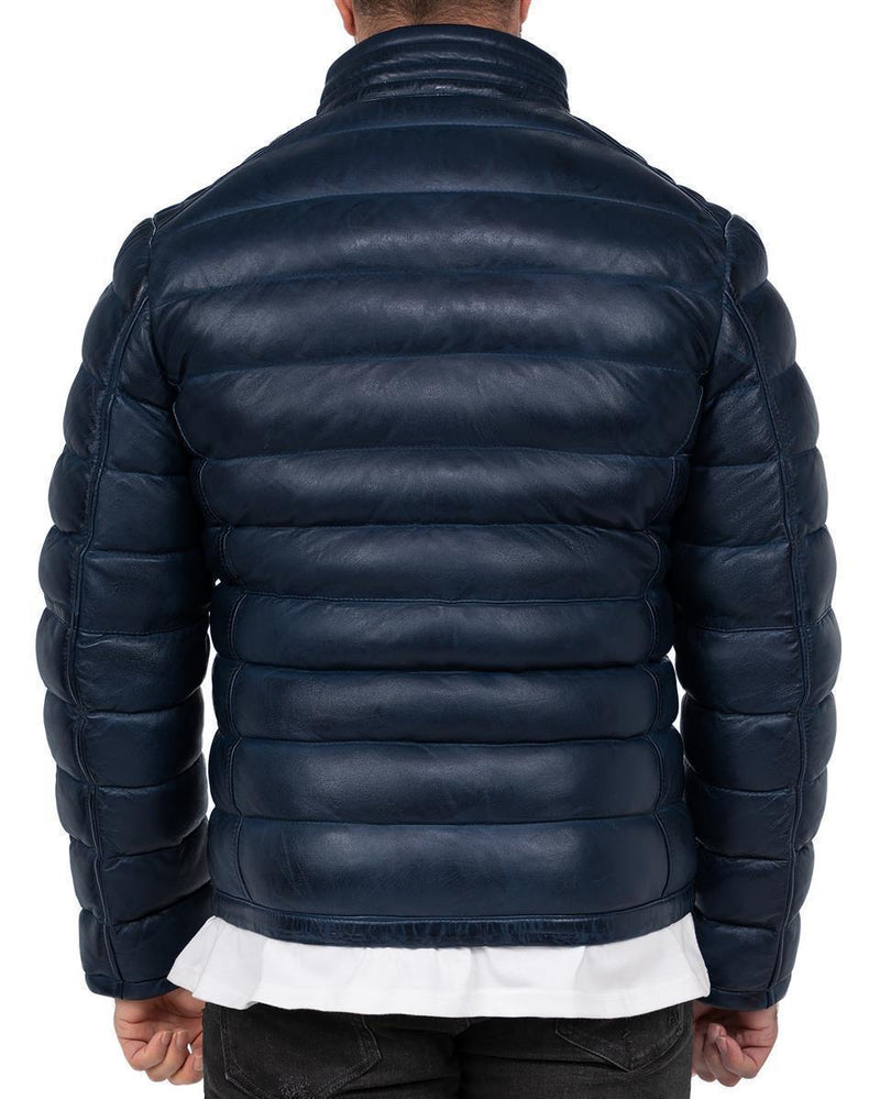 Reichstadt Herren Regular Fit Lederjacke Navy (Modell 19RS016) - Ansicht 2
