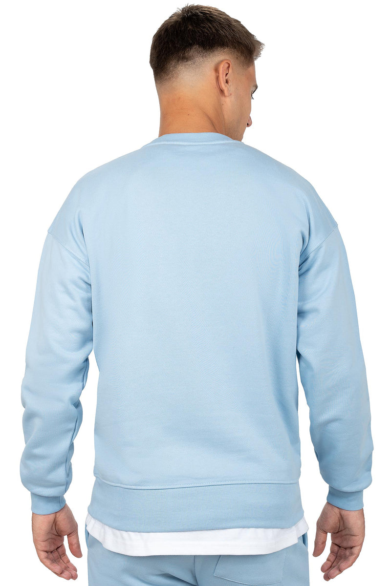 Herren Regular Fit Pullover Logo-Stitching 23RS037 - Baby Blue