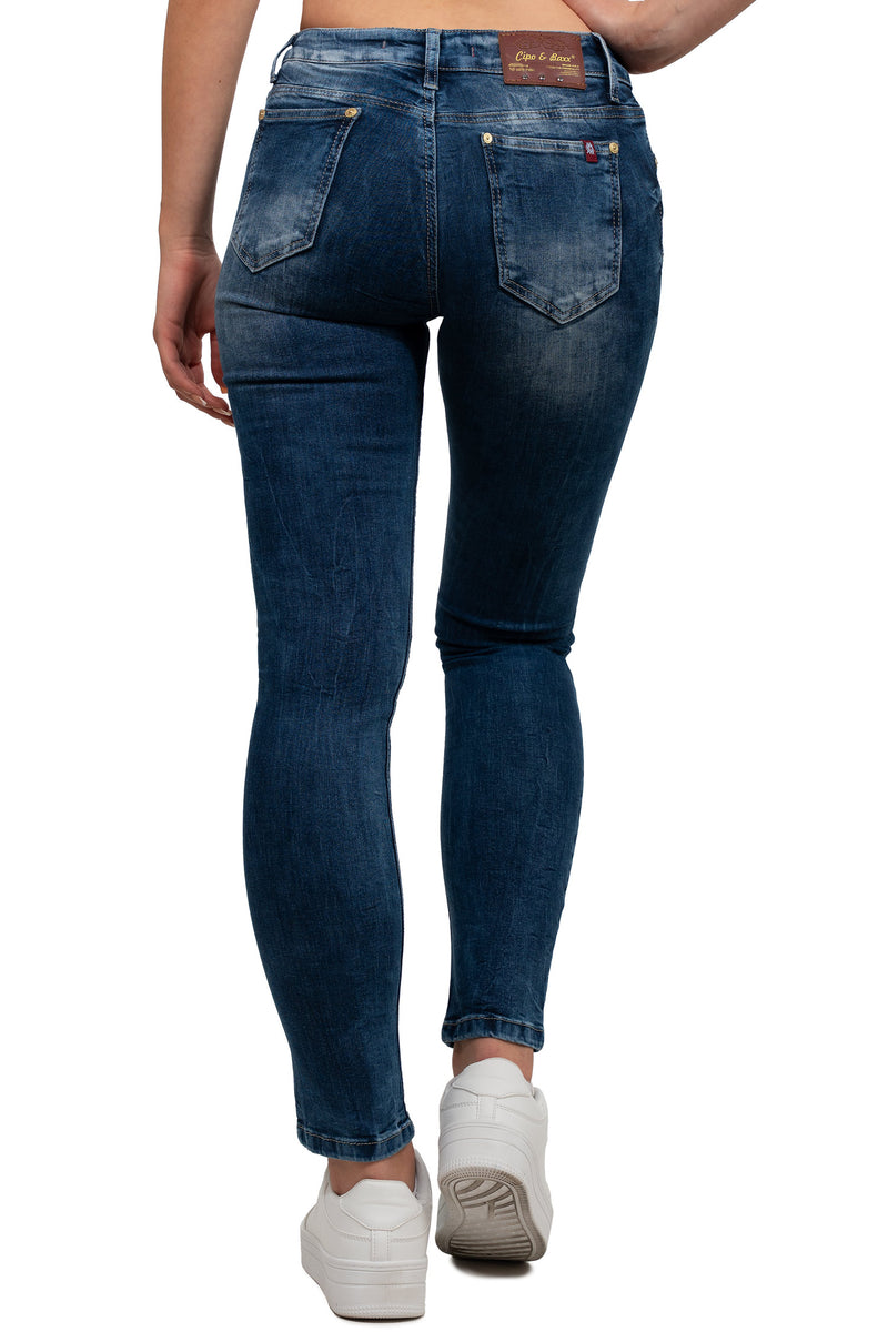Damen Slim Fit Jeans Stonewashed WD461 - Blue