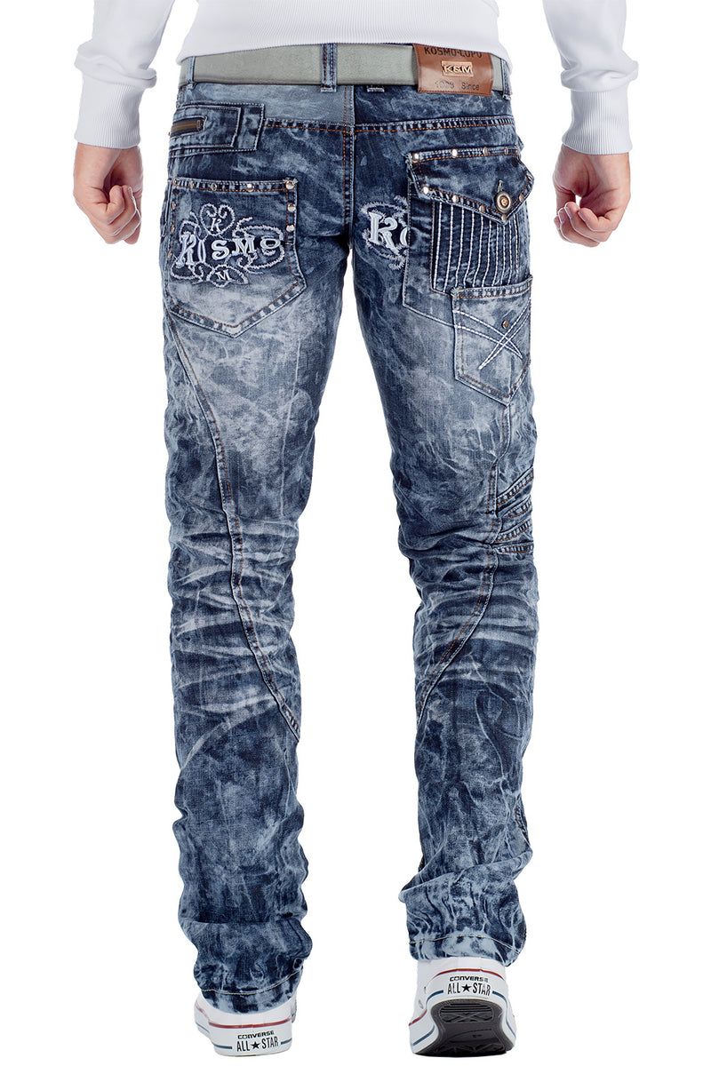 Herren Regular Fit Jeans Stonewashed KM051 - Blue