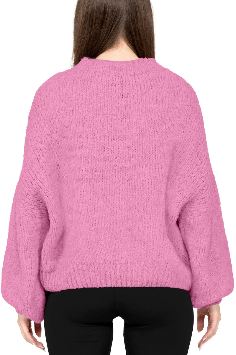 Damen Relaxed Fit Strickpullover 25RSW089 - Pink