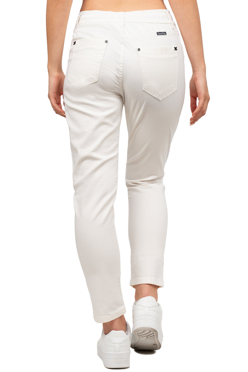 Damen Regular Fit Hose Mid Waist WD508 - White