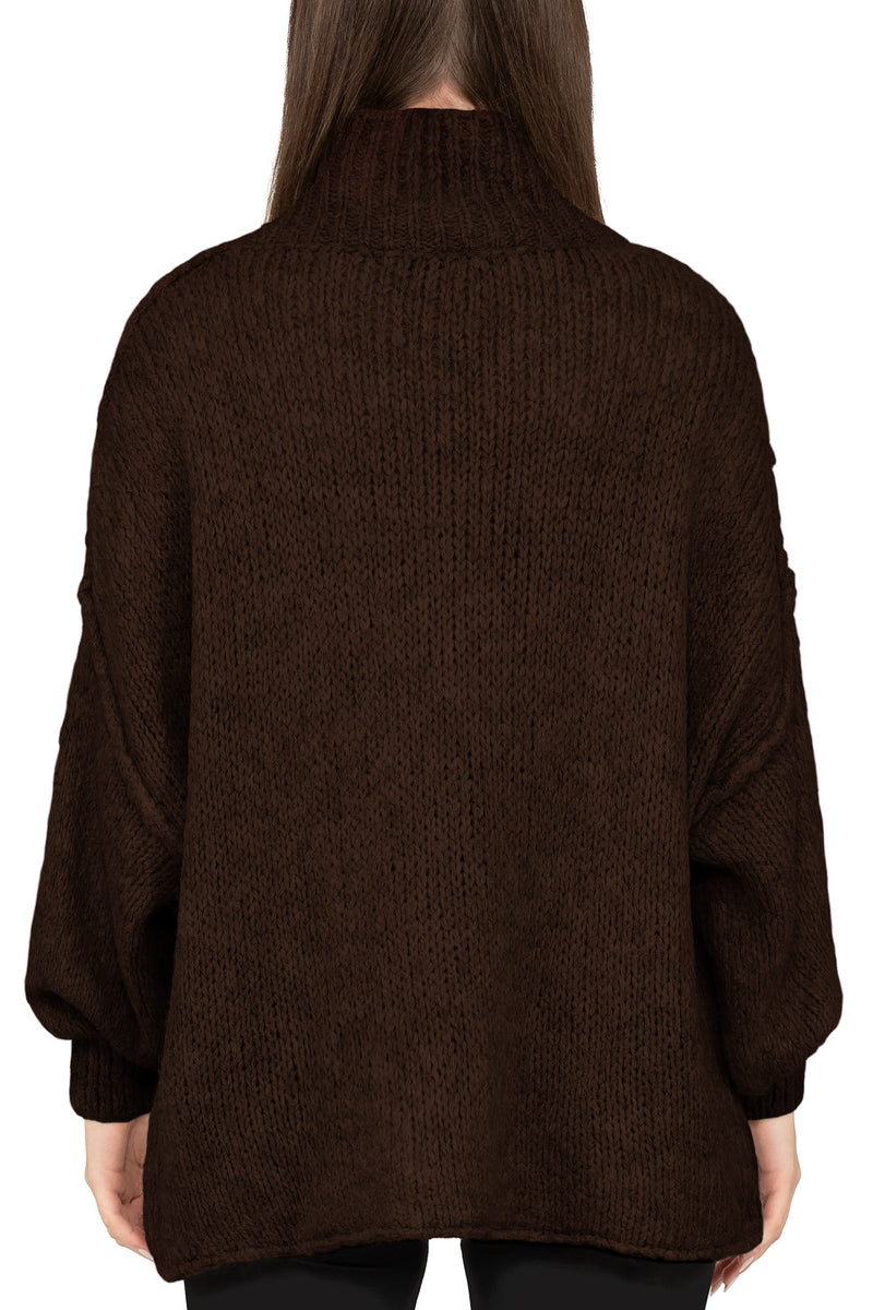 Damen Relaxed Fit Strickpullover 25RSW092 - Brown