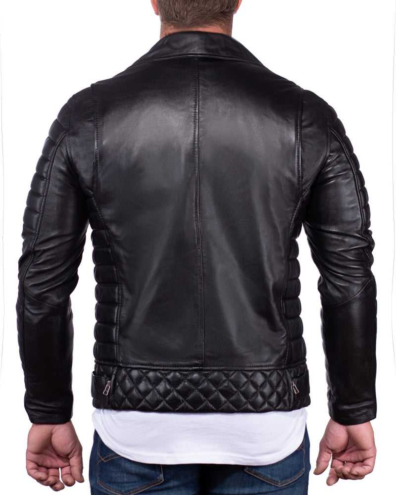 Herren Slim Fit Kunstleder Jacke Silver Zipper RS001X PU - Black