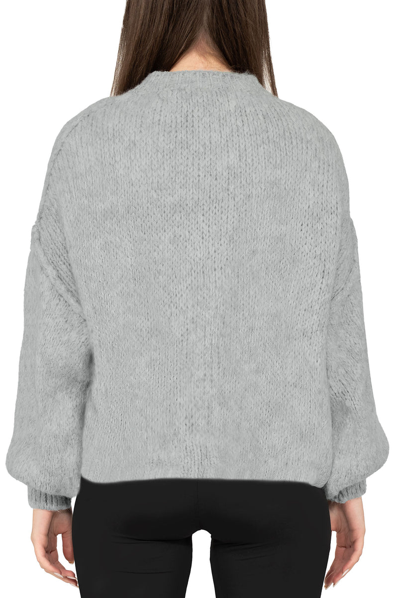 Damen Relaxed Fit Strickpullover 25RSW096 - Grey