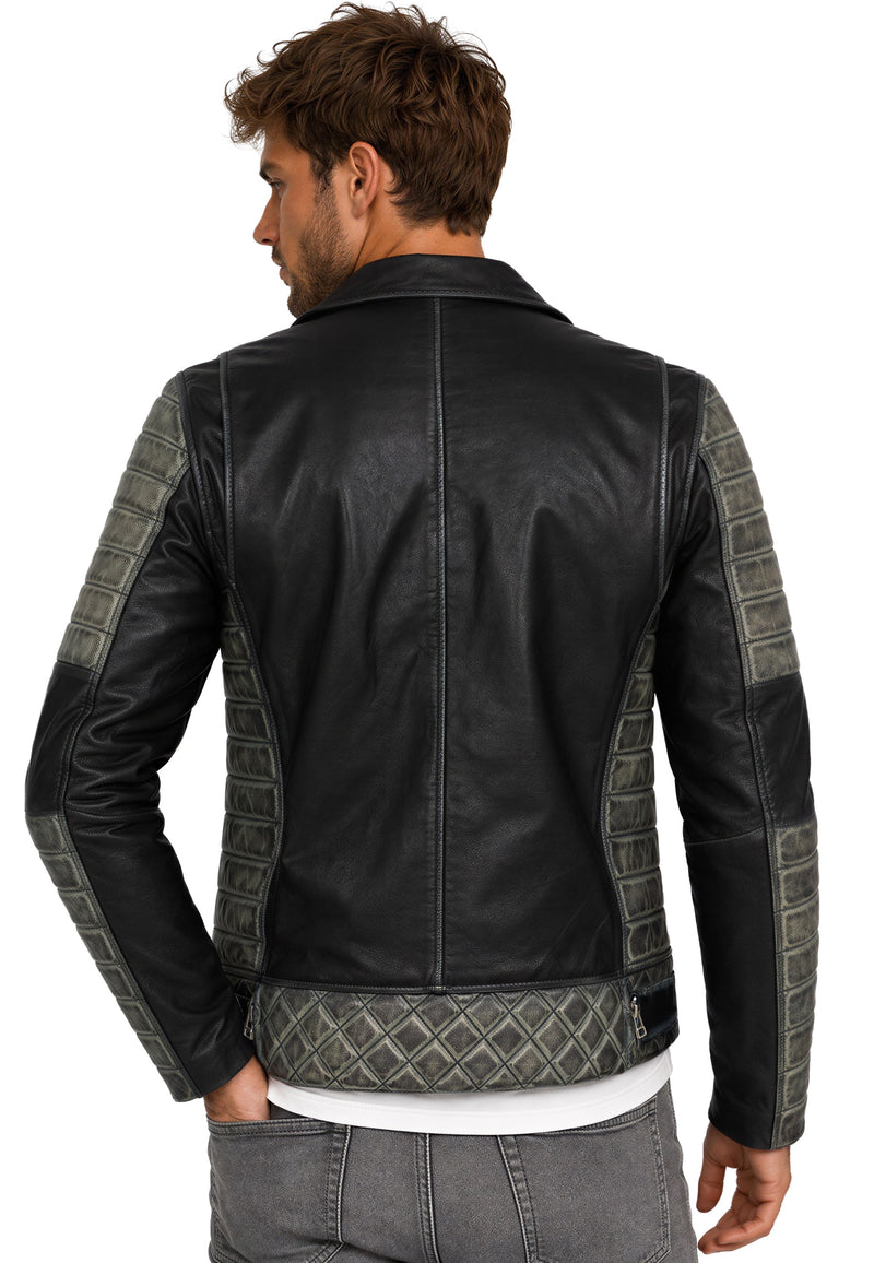 Herren Slim Fit Echtleder Jacke RS001LUX - Fungi Green