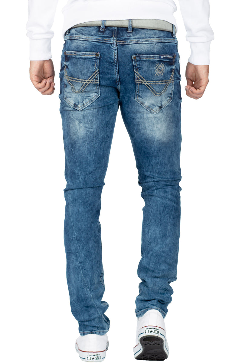Herren Slim Fit Jeans Stonewashed CD533 - Blue