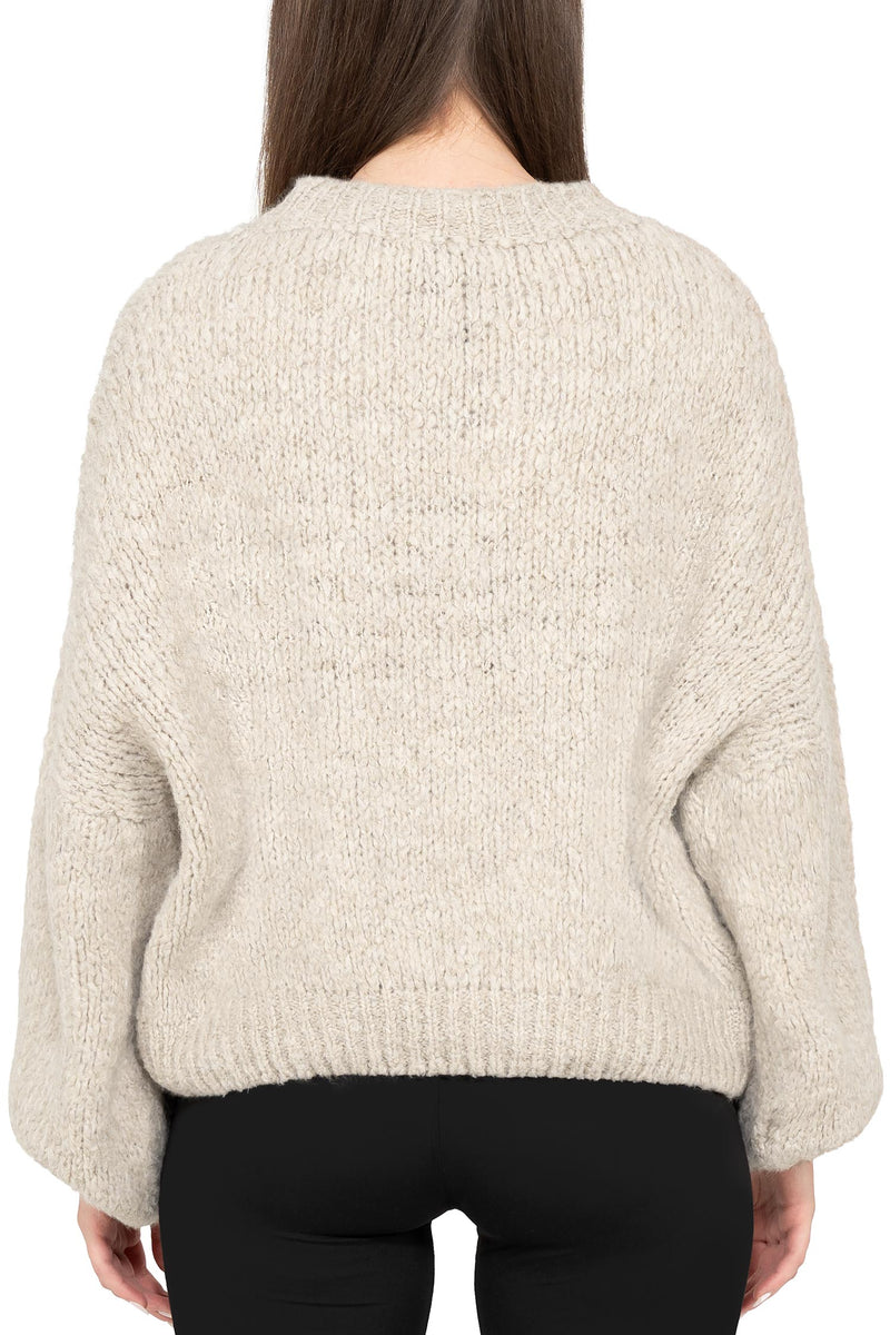 Damen Relaxed Fit Strickpullover 25RSW089 - Beige