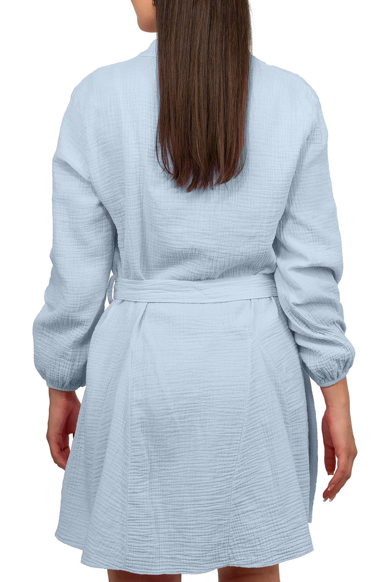 Damen Oversized Sommerkleid Musselin 25RSW075 - Baby Blue