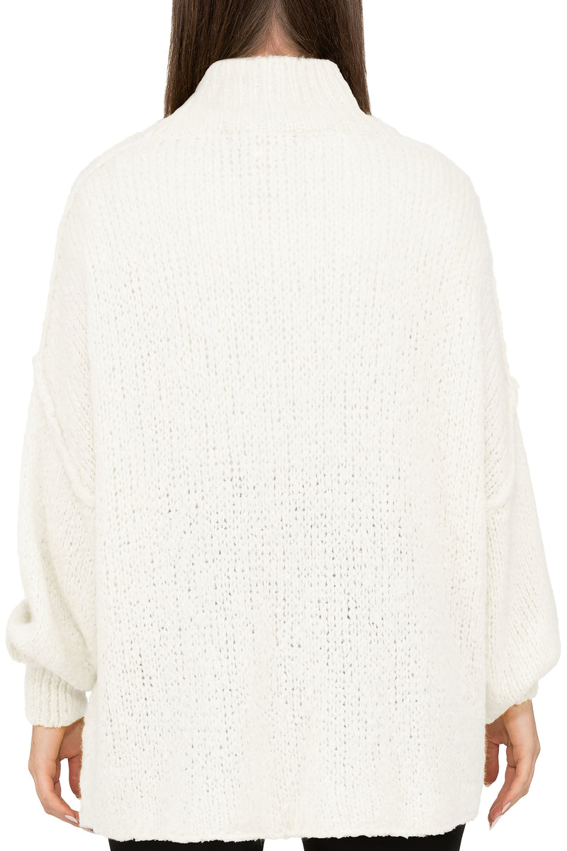 Damen Relaxed Fit Strickpullover 25RSW092 - White