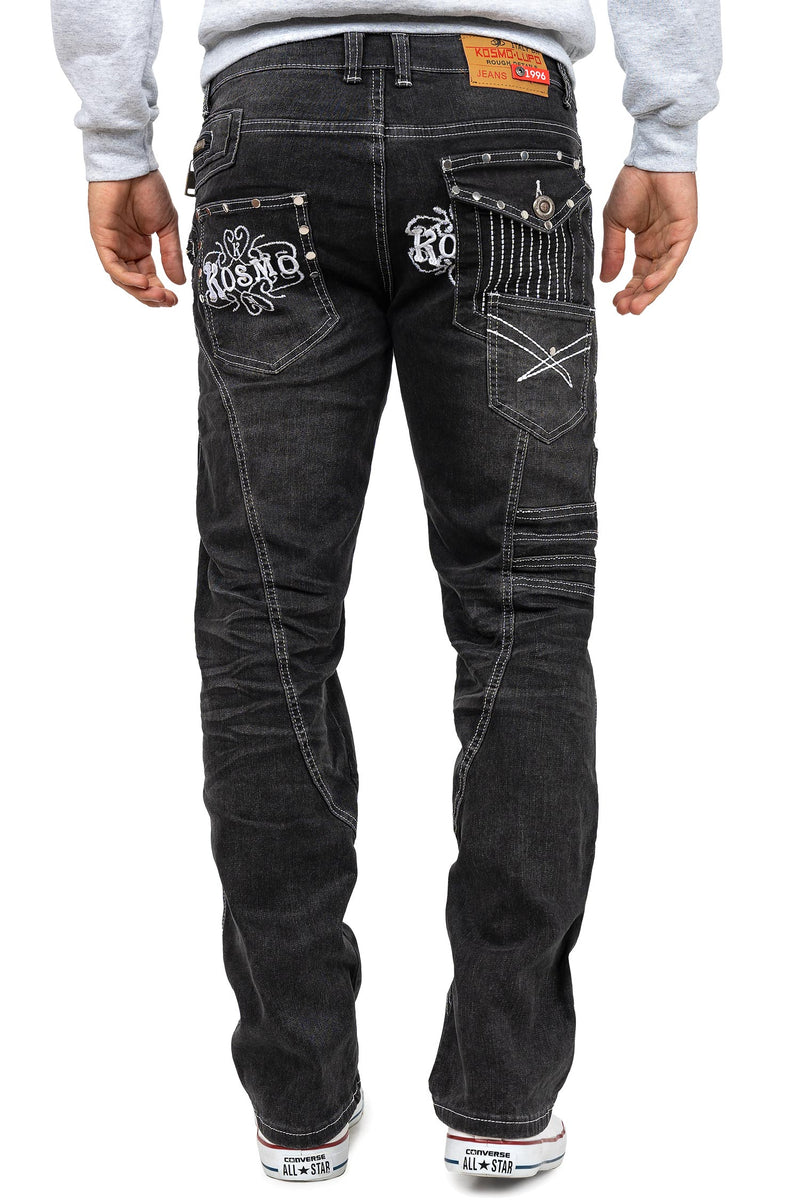 Herren Regular Fit Jeans Stonewashed KM051-2 - Grey