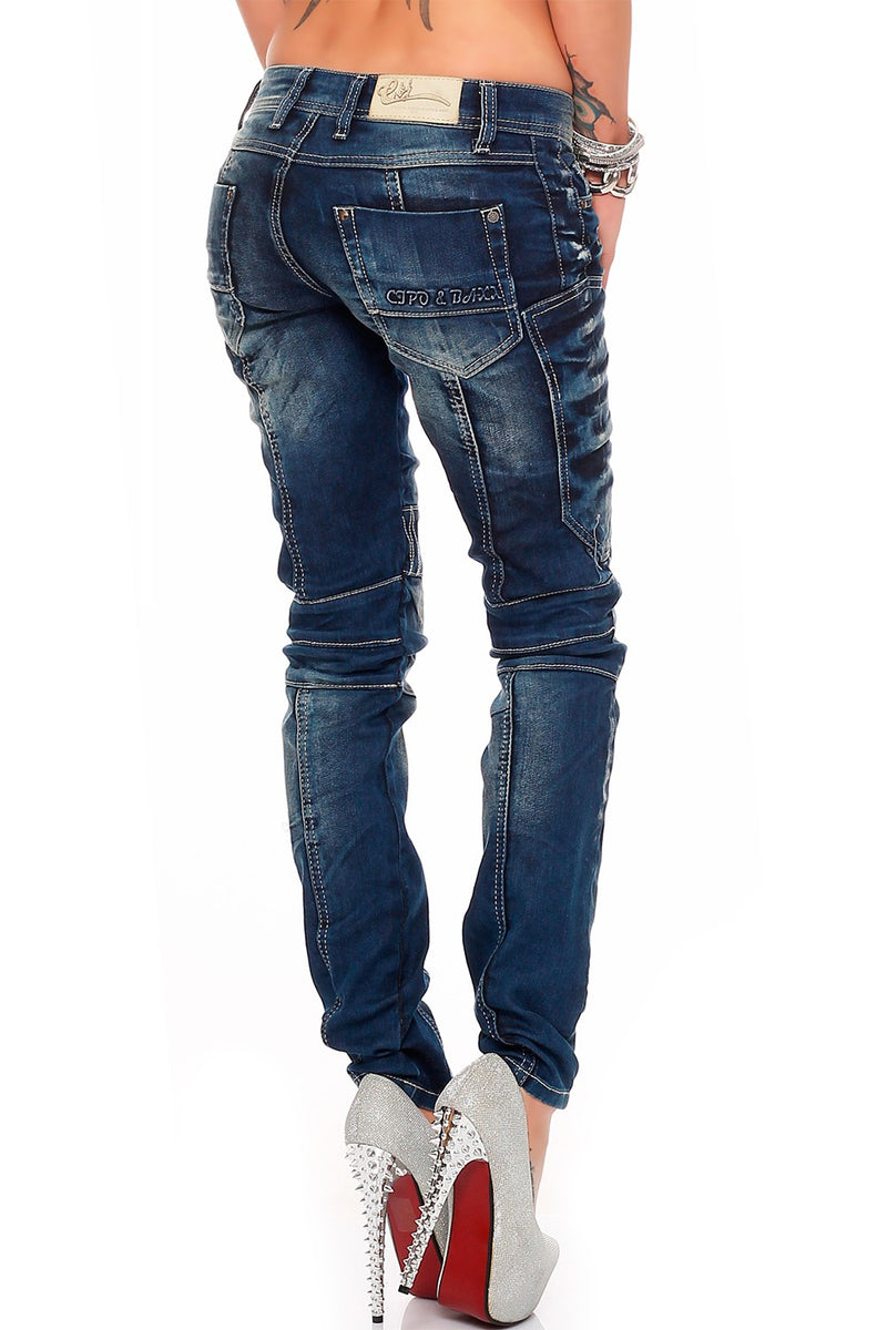 Damen Slim Fit Jeans Stonewashed WD255 - Blue