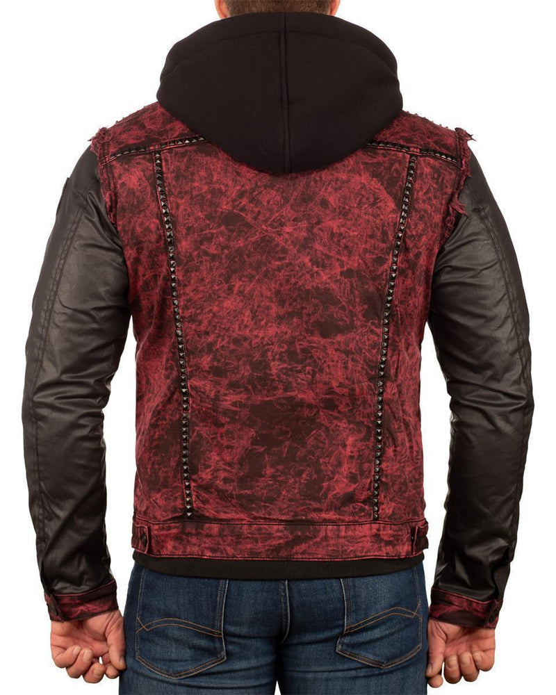 Herren Bequem Kapuzen Sweatjacke Denim CJ259 - Bordeaux