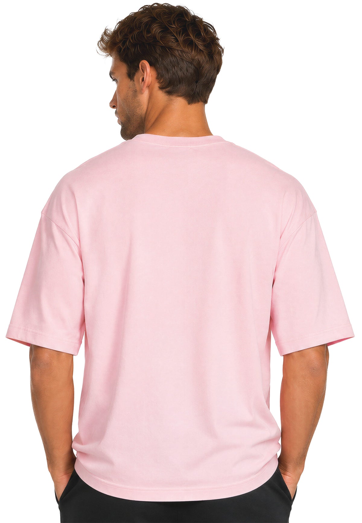 Herren Regular Fit T-Shirt Shoulder Drop in Pink – Reichstadt – Ansicht 2