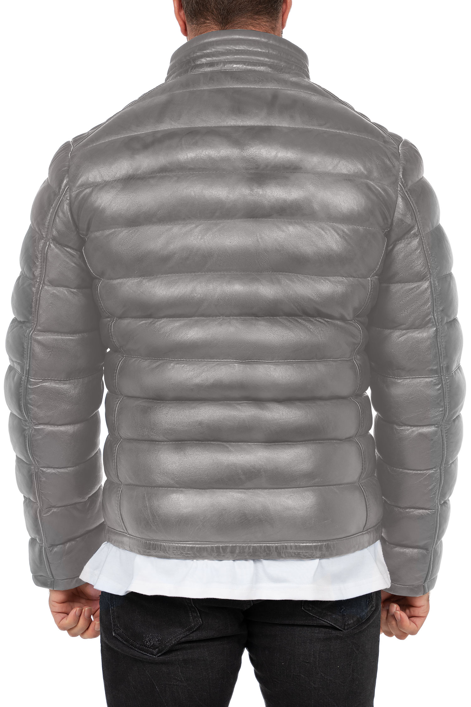 Reichstadt Herren Regular Fit Lederjacke Grau (Modell 19RS016) - Ansicht 2