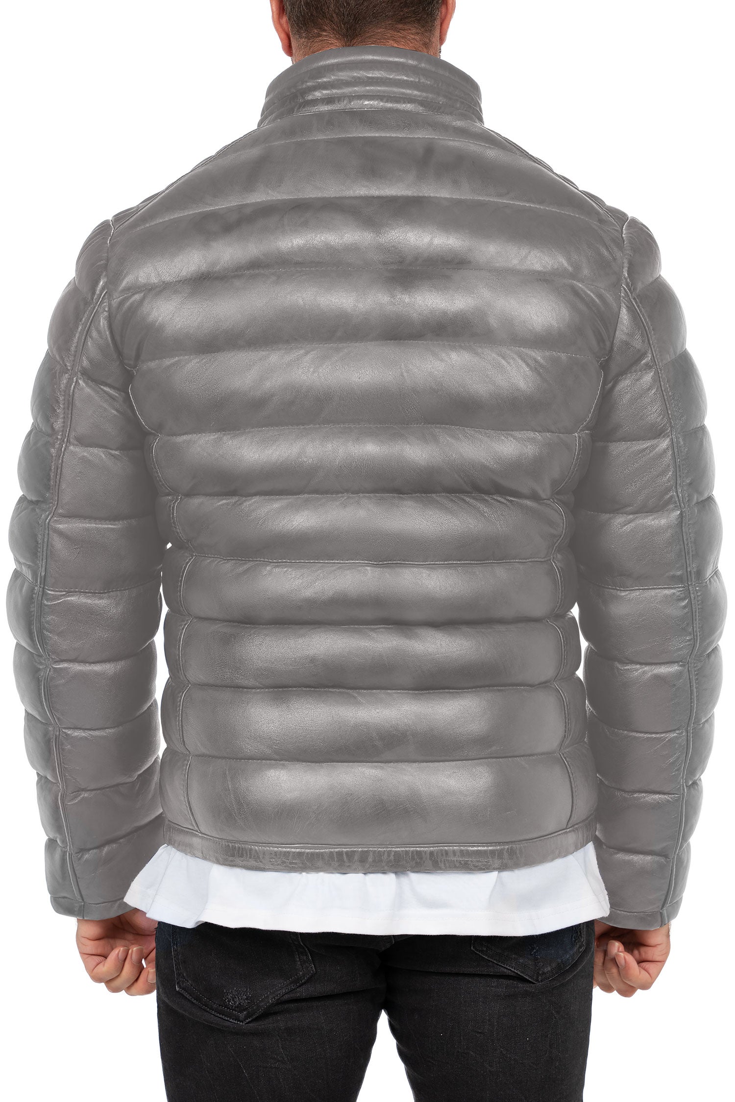Reichstadt Herren Regular Fit Lederjacke Grau (Modell 19RS016) - Ansicht 2