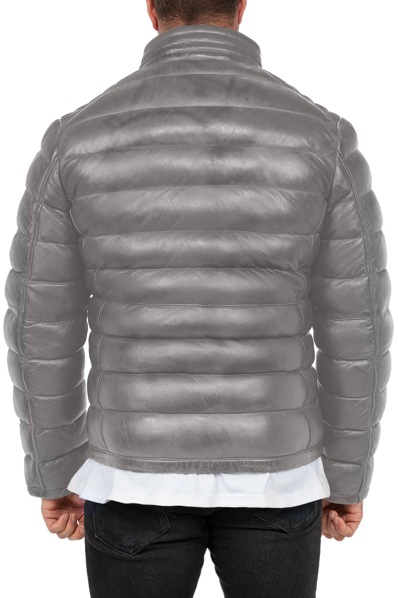 Reichstadt Herren Regular Fit Lederjacke Grau (Modell 19RS016) - Ansicht 2