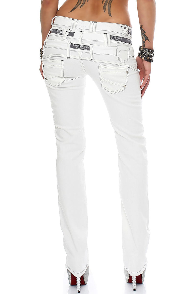 Damen Regular Fit Jeans Mid Waist CBW0245 - White
