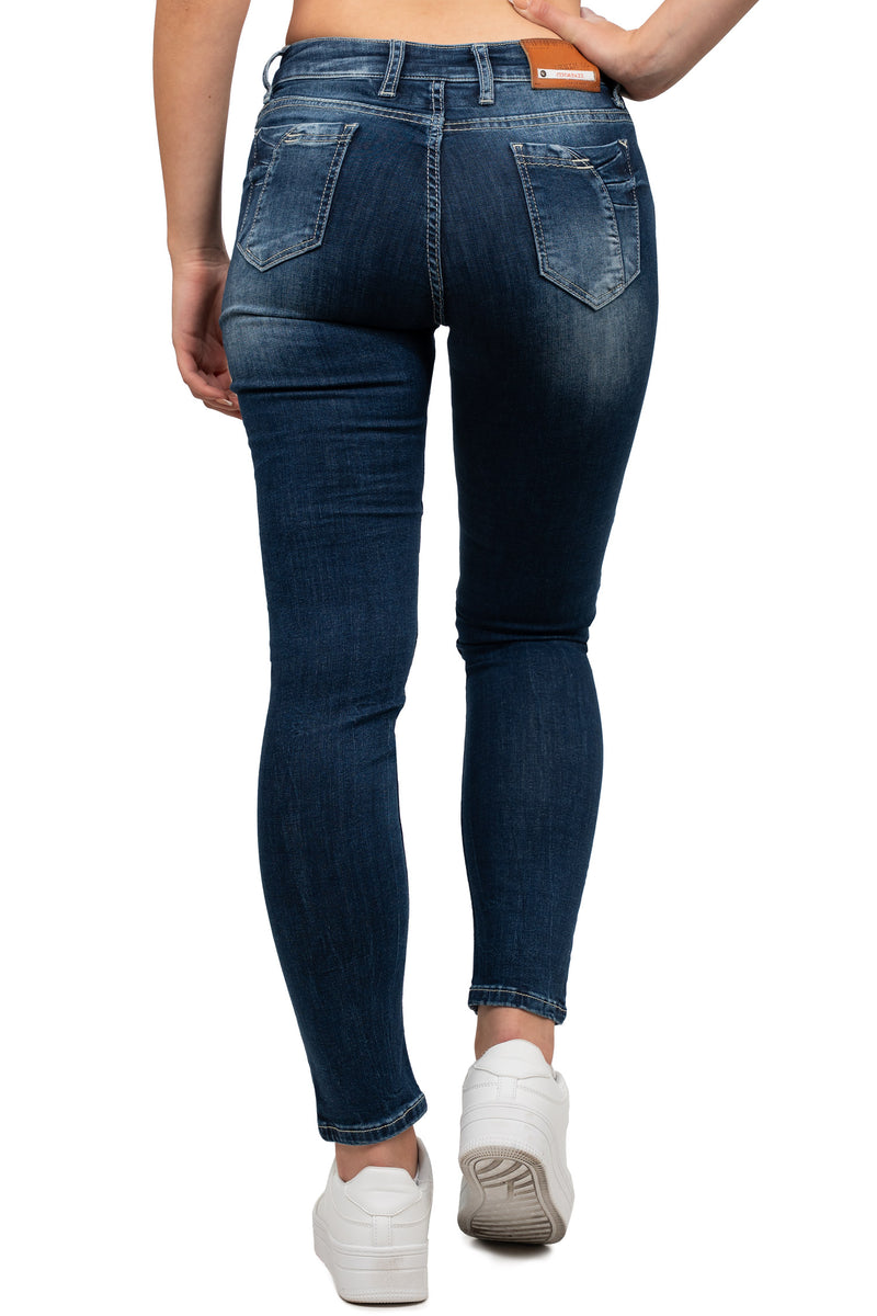 Damen Slim Fit Jeans Stonewashed WD501 - Blue