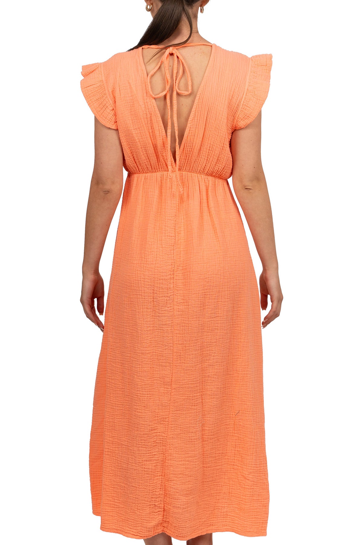 Damen Relaxed Fit Sommerkleid Musselin in Orange – Reichstadt – Ansicht 2