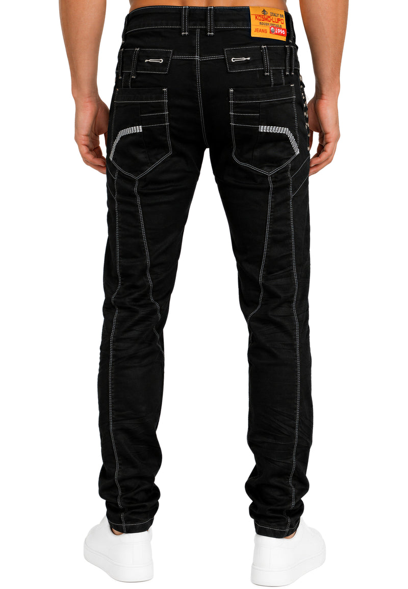 Herren Regular Fit Jeans Stonewashed KM8004 - Black