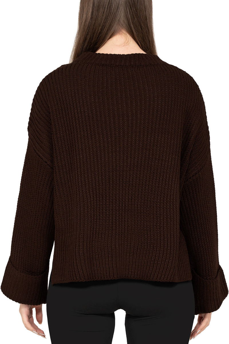 Damen Relaxed Fit Strickpullover 25RSW093 - Brown