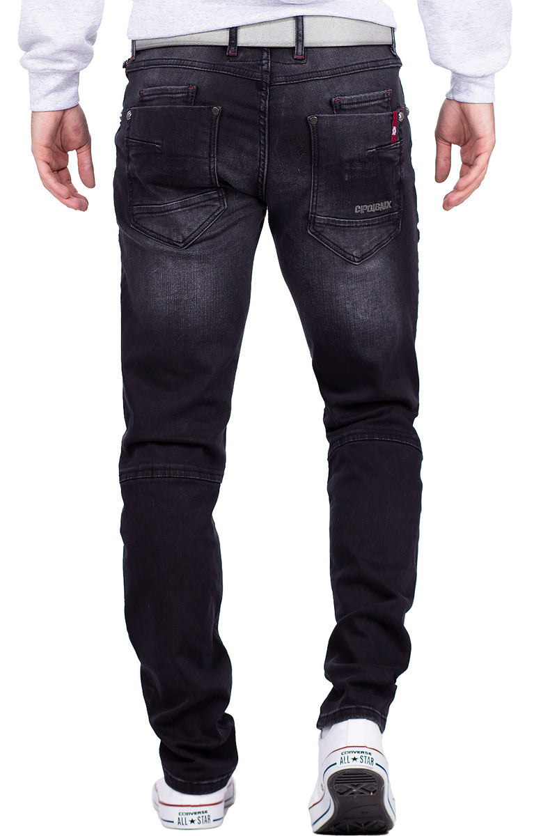 Herren Straight Fit Jeans Stonewashed CD699 - Black